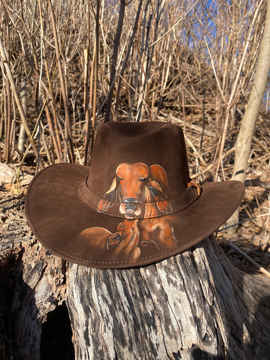 Leather Hat / sombrero vaca ternero